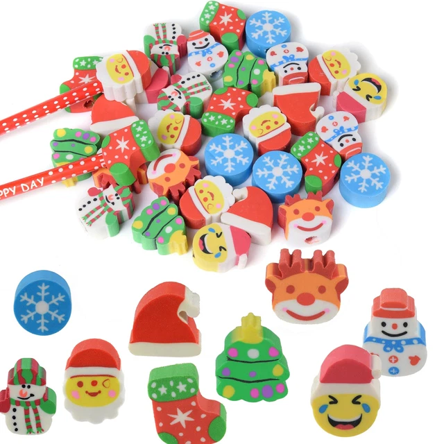 Amaxiu 24 Pcs Large Christmas Pencil Erasers For Kids, Cute