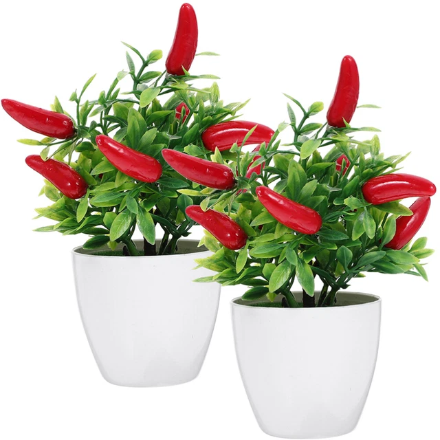 Bonsaï de piment artificiel, 4 pièces, Mini plante en pot Miniature,