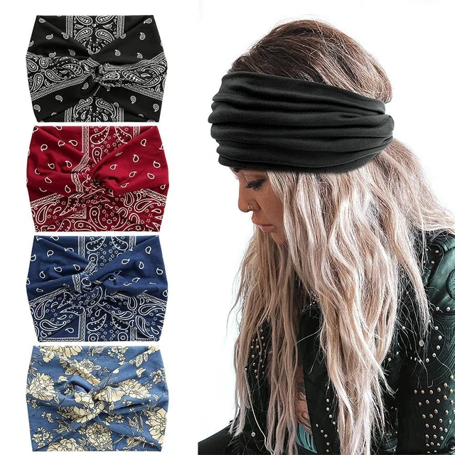 Avvolgitore testa turbante torto da donna fascia allenamento larghe fasce fronte