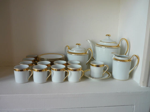 Service à Thé Duo 80's Gorbon - Porcelaine Jaune, 6 Pièces Avec Soucoupes Et Sucrier