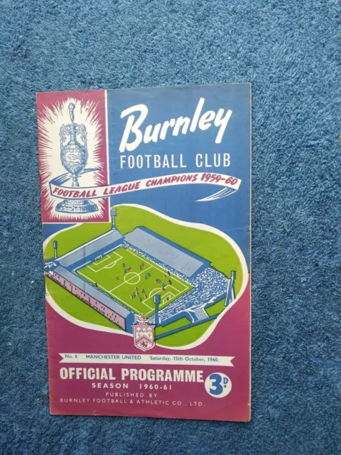 1960/61 Burnley V Manchester United Programme Freepost