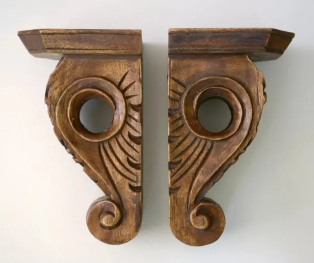 2 pcs CORBELS-ACANTHUS LEAF Scroll Designer Home Wall Embellishments/Hand Carved