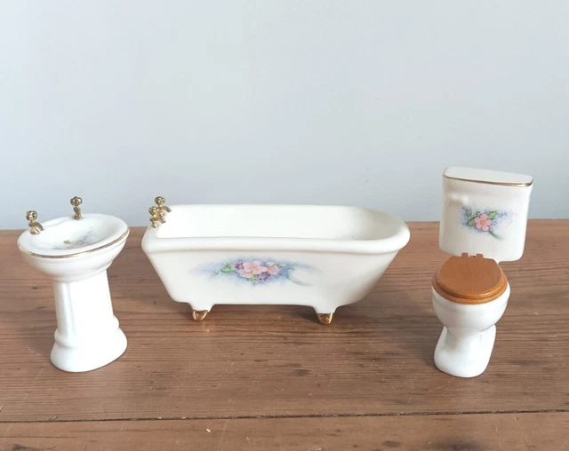 112 SCALE DOLLS House Bathroom Set China Miniatures Bath Toilet Sink