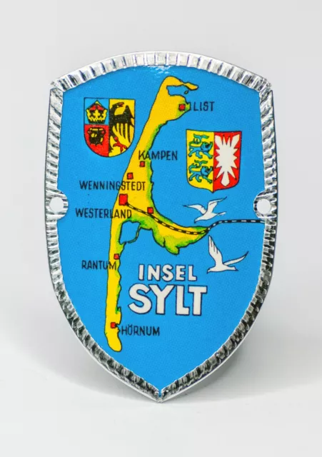 Stocknagel Stockemblem Stockschild - Insel Sylt mit Wappen / Gelb - NEUWARE