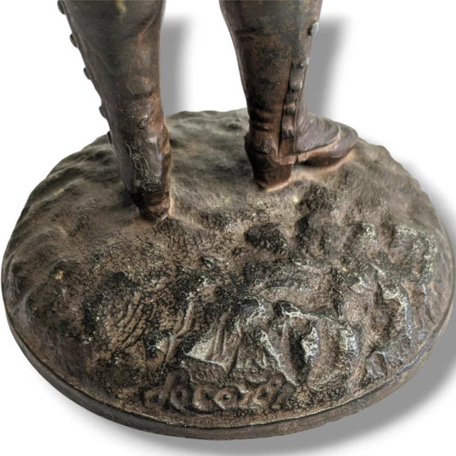 STATUE EN RÉGULE ancienne sculpture homme chasseur art deco XIXe H23 cm