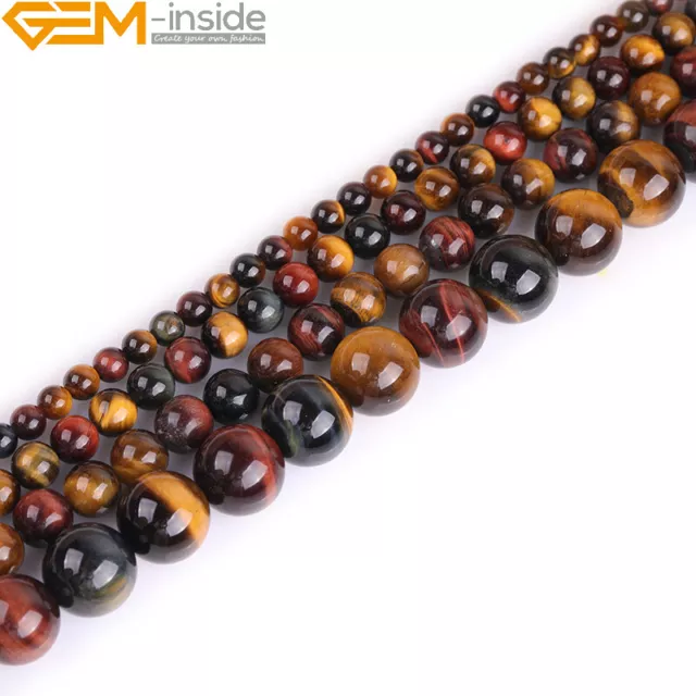 Multi-Colour Tiger's Eye Gemstone Round Loose Beads For Jewellery Making 6mm8mm