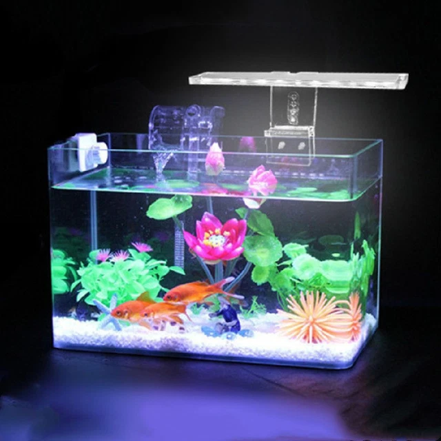 Lámpara de cilindro de césped con clip de acrílico abierta lámpara de tanque de peces luz de soporte