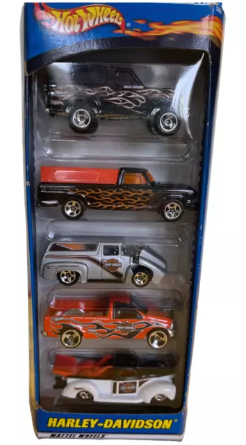 Vintage 2000 Hot Wheels Harley Davidson 5Car Gift Pack Pickup Truck Set 1:64 NIB