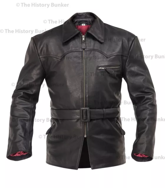 WW1 German motorcyclists leather coat BLACK - made to order