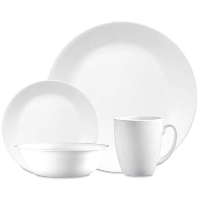 CORELLE WINTER FROST White 16piece Dinnerware Set, Service for 4