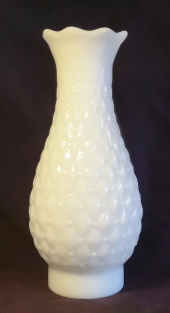Milk Glass White Lamp Chimney Shade 2 7/8"  Base Fitter Quilted Diamond 9.75" T