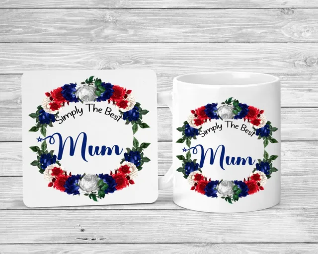 Simply The Best Personalised Mug and Coaster Set Christmas Gift Great Gran Mum