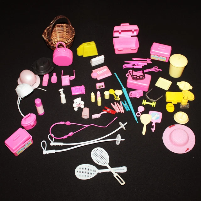 Lot De 70 Accessoires Pour Vêtements Pour Poupées Barbie, 10 Robes De Robe 30 Accessoires De Bijoux Recus Collier Miroir Cin Amz