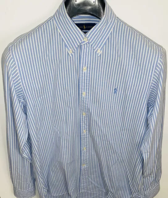 Polo Ralph Lauren Stretch Oxford  Button Down Shirt Mens Size 16 Large Blue