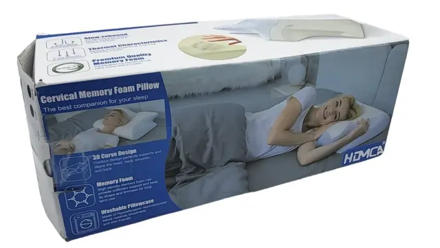 HOMCA Cervical Pillow Memory Foam Pillow Contour Neck Gray In Plastic Box Flawed