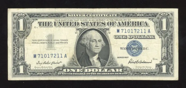 $1 1957  Blue Seal Silver Certificate Note Circulated Auction NO RESERVE