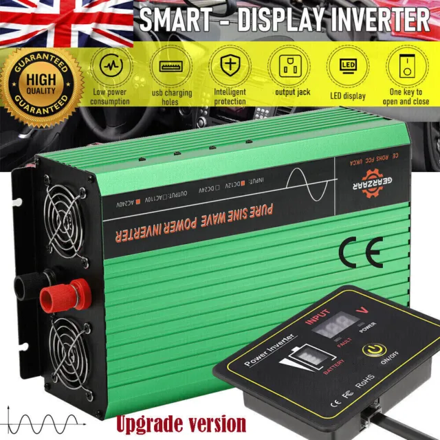 Power Inverter Pure sine wave 3000W 5000W DC 12V to AC 240V USB LCD Remote