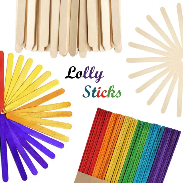 Wooden Lollipop Sticks lolly Natural Craft Crafts Lollies Ice Pops 50 to 1000Pcs