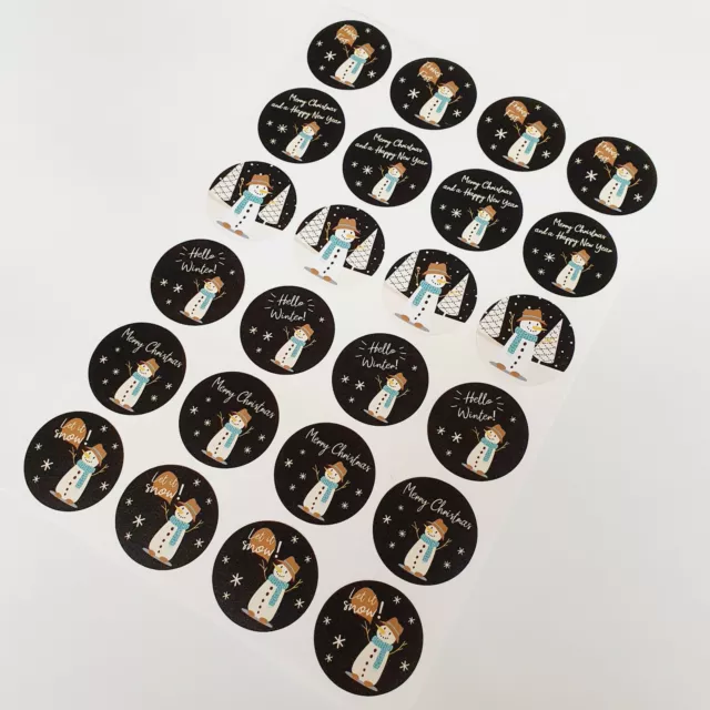 24 Geschenkaufkleber Schneemann Frohe Weihnachten Sticker Etiketten Xmas 35mm