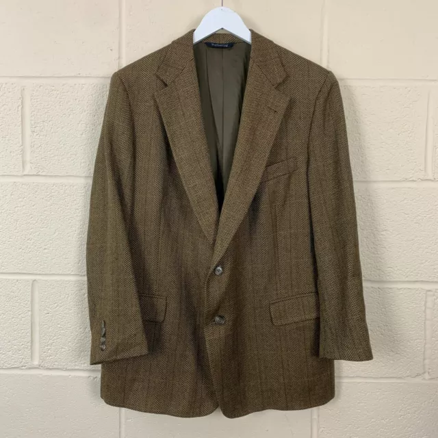 BURBERRYS Blazer Mens 42 Wool Tweed Herringbone Jacket Vintage Brown