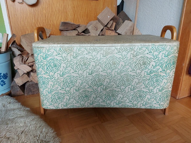 ALTE WÄSCHETRUHE SITZBANK Wäschebox z. Aufarbeiten retro vintage 60er