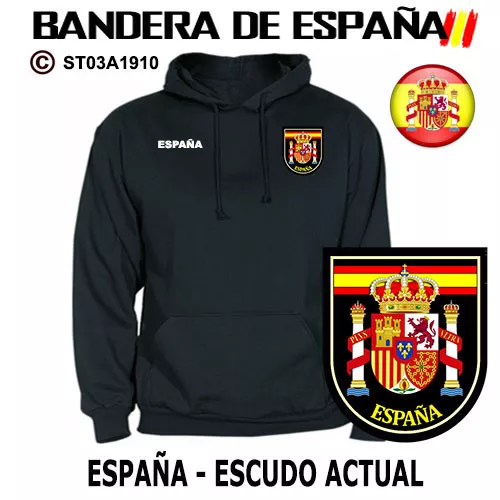 Sudaderas Con Capucha: Bandera De España - Escudo Actual M3