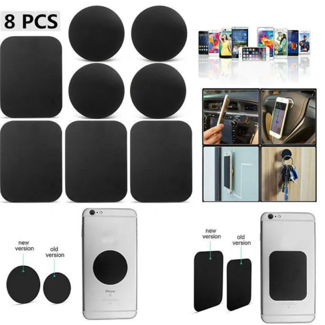 8X Car Metal Plates Adhesive Sticker Replace For Magnetic Car Mount Phone Holder