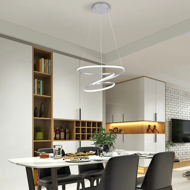 Modern LED Ceiling Light Dimmable Chandelier 3 Rings Hanging Pendant Lamp 70W