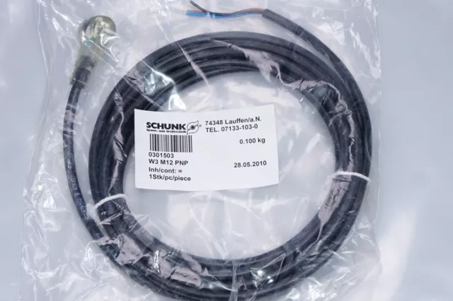 Schunk W3 M12 Pnp Initiatorkabel 0301503 Capteur Câble de Connexion Neuf