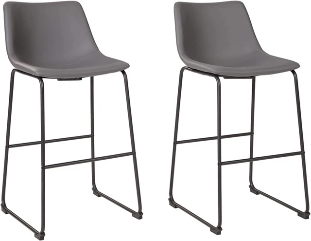 Ashley Centiar Mid Century Pub Height Bar Stool Set of 2 Gray Barstool Grey
