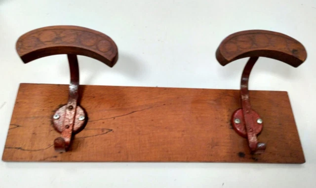 Antico Attaccapanni Appendiabiti In Legno Da Parete Vintage Molto Caratteristico
