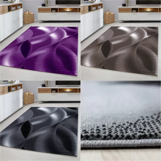 Magnifique tapis design moderne à poils courts motif vague abstrait Oeko tex