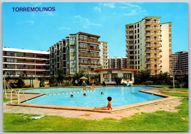 Postcard Spain Costa del Sol Torremolinos Apartamentos Marypaz Mary Paz Poolside