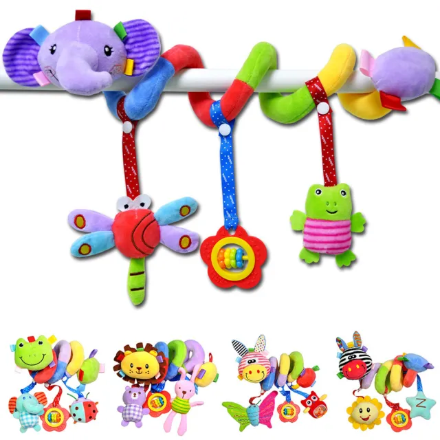 Baby Crib Stroller Activity Spiral Bed Soft Plush Hanging Bell Musical Toys