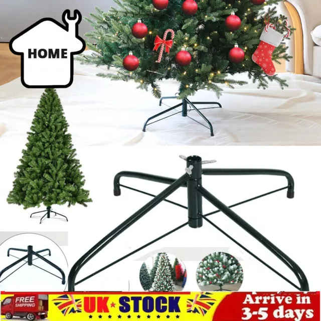 4/6FT Foldable Christmas Tree Green Pine Stand Metal Holder Base Cast Iron Shelf