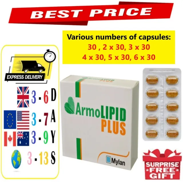 ARMOLIPID Plus Support to Control Cholesterol- 30,60,90,120,150,180 capsule size