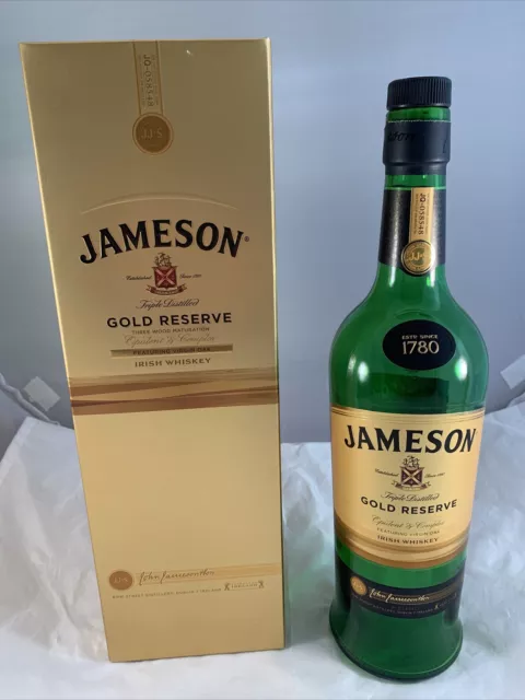 EMPTY Jameson Irish Whiskey Gold Reserve, 750ml, Bottle and Box, Rare bt