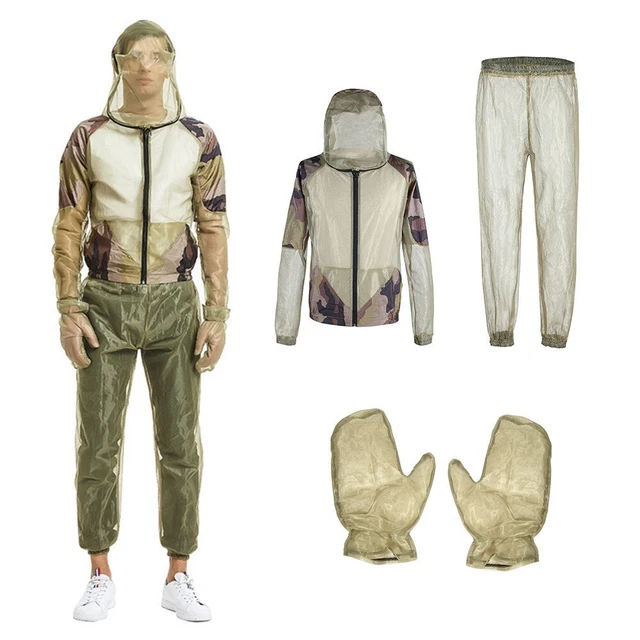 Anti-Mücken-Anzug Hosen Jacke Kleidung Käfer Mesh Netz Verstellbare Knöpfe