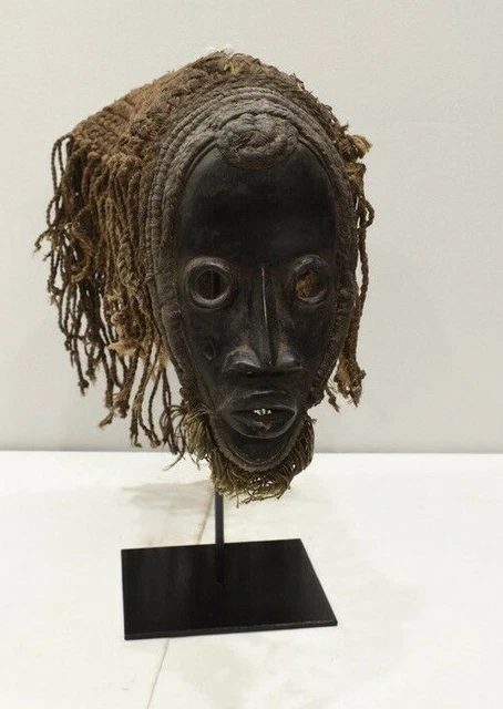 African Old Dan Fiber Burnished Wood Mask Liberia