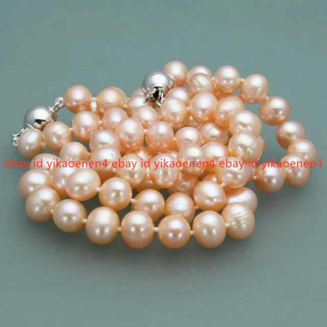 Pretty Genuine Natural 7-8mm Pink Akoya Freshwater Pearl Necklace 18"