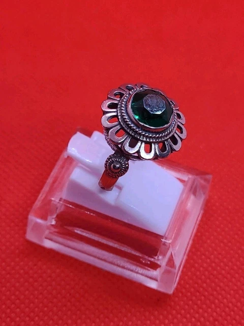 Bague En Argent Massif Et Ambre - Taille 55 - Occasion - Splendide Et Imposante