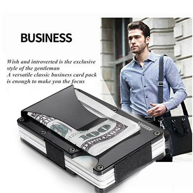 RFID Blocking Slim Money Clip Carbon Fiber Wallet ID Credit Card Holder Mens US
