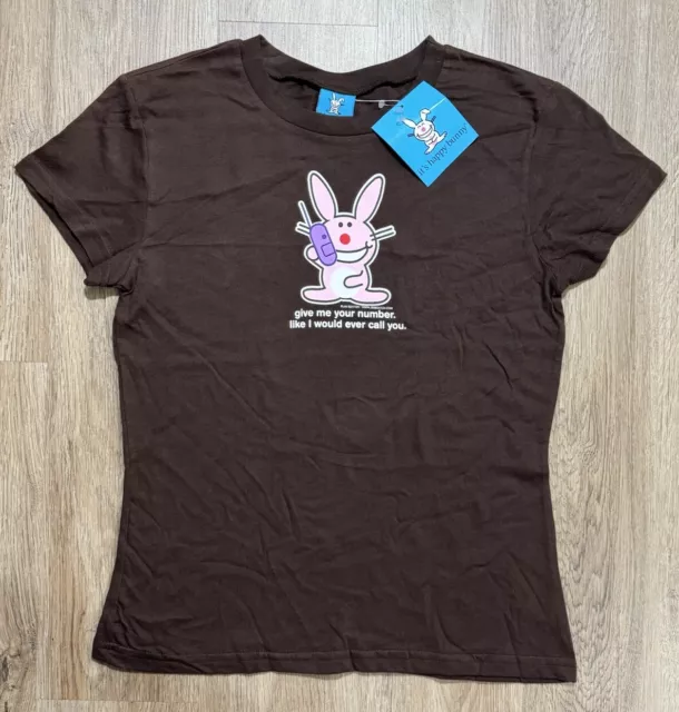 Y2K Jim Benton Happy Bunny “Give Me Your Number” T Shirt Size M