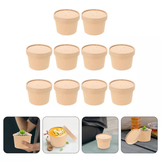 Kraft Soup Cups with Lids - Disposable Takeout Bowls for Food Storage-RW 2