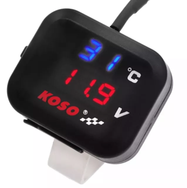 KOSO Voltmeter Temperaturanzeige USB Ladegerät 3 in 1 Universal Motorrad Roller