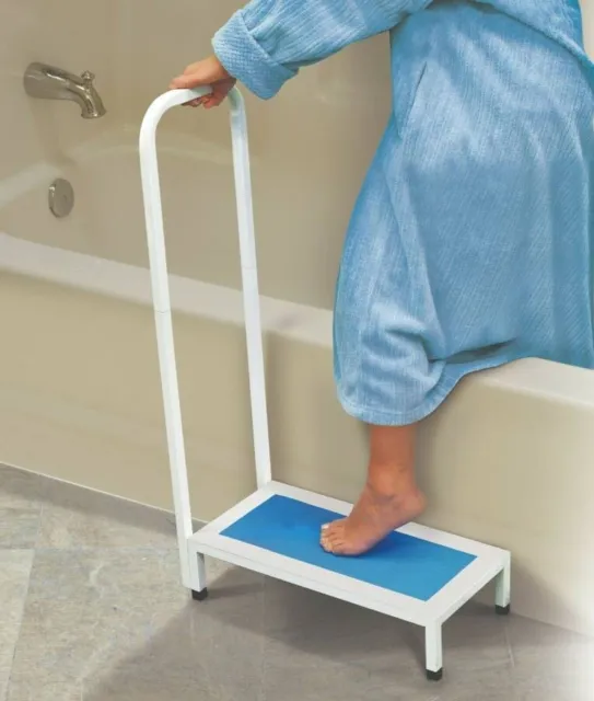 Step with Handrail Nonslip Bath  Shower Kitchen Supports Up To 500lbs Heavy Duty