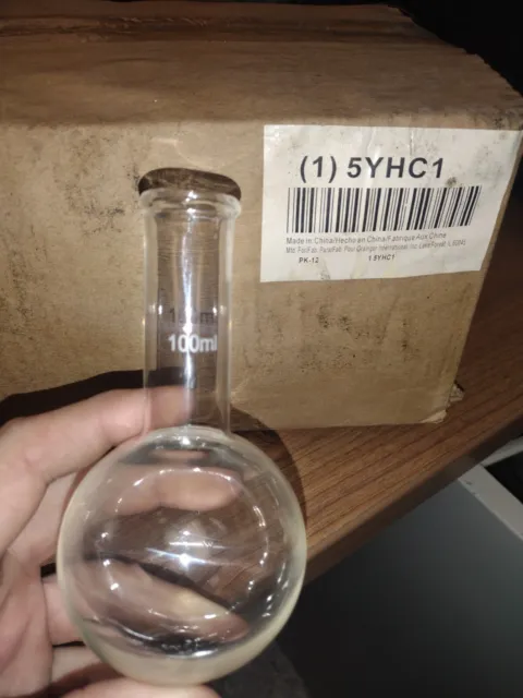 5YHC1 Flask, Round Bottom, Narrow, 100 mL, qty 12, 1 case
