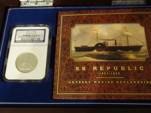 Ss Republic 1861-O Liberty Seated Half Dollar Shipwreck Effect Ngc Graded