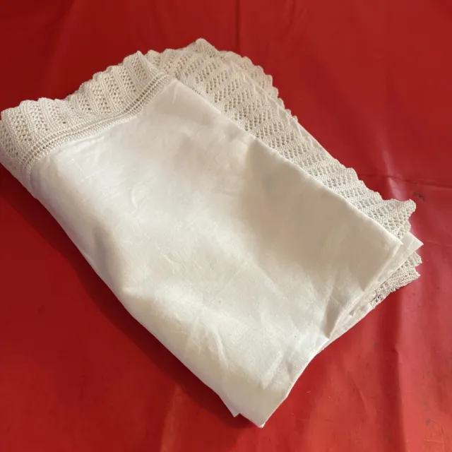 Vintage White Cotton Pillowcases Pair - 80 X 60 Cm
