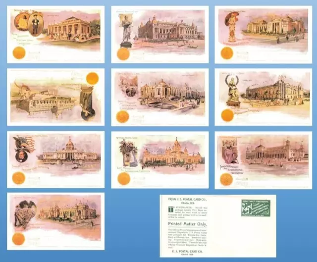 Postcard Trans-Mississippi and International Exposition c1898 Replicas (10) Set